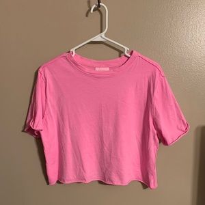 Bright pink cropped oversized t-shirt